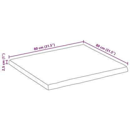 Pöytälevy 80x80x2,5 cm elävä reuna massiivi karkeaa mangopuuta