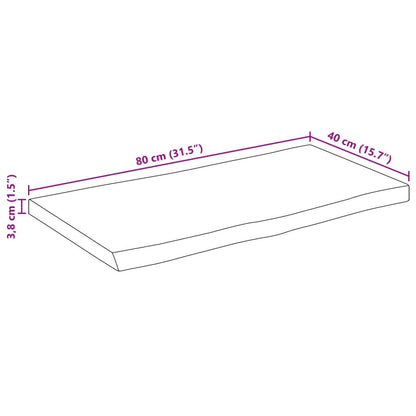 Pöytälevy 80x40x3,8 cm elävä reuna massiivi karkeaa mangopuuta