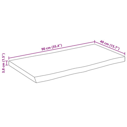 Pöytälevy 90x40x3,8 cm elävä reuna massiivi karkeaa mangopuuta