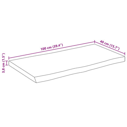 Pöytälevy 100x40x3,8 cm elävä reuna massiivi karkeaa mangopuuta