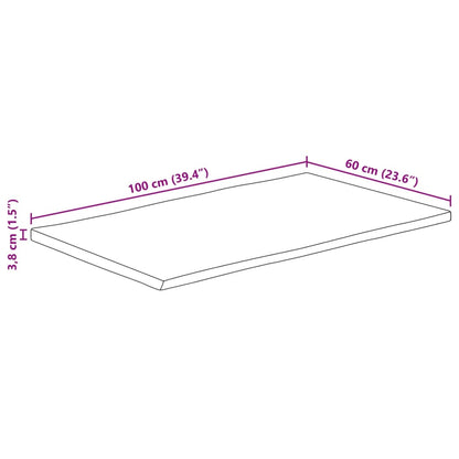 Pöytälevy 100x60x3,8 cm elävä reuna massiivi karkeaa mangopuuta