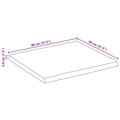 Pöytälevy 80x80x3,8 cm elävä reuna massiivi karkeaa mangopuuta