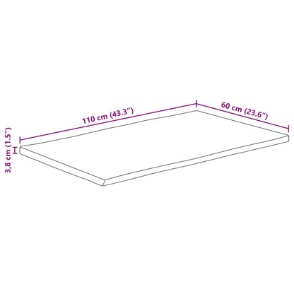 Pöytälevy 110x60x3,8 cm elävä reuna massiivi mangopuuta