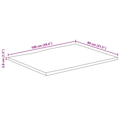 Pöytälevy 100x80x3,8 cm elävä reuna massiivi mangopuuta