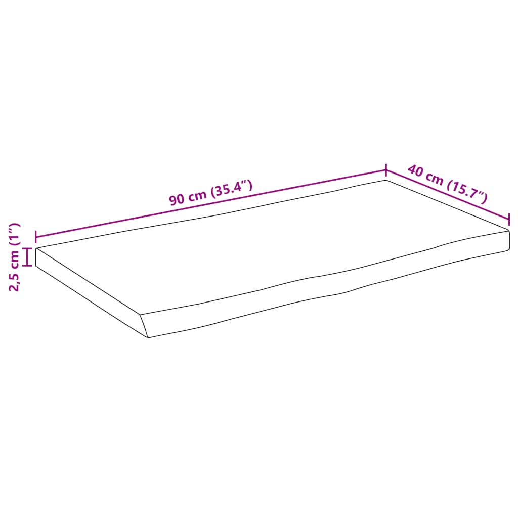 Bordsskiva massivt mangoträ 90x40x2,5 cm levande kant