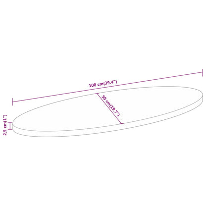 Bordsskiva 100x50x2,5 cm oval massivt akaciaträ