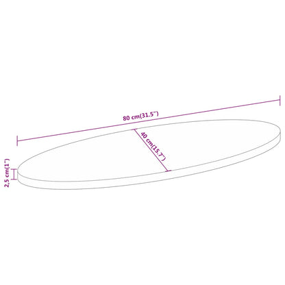 Pöytälevy 80x40x2,5 cm soikea massiivi mangopuuta