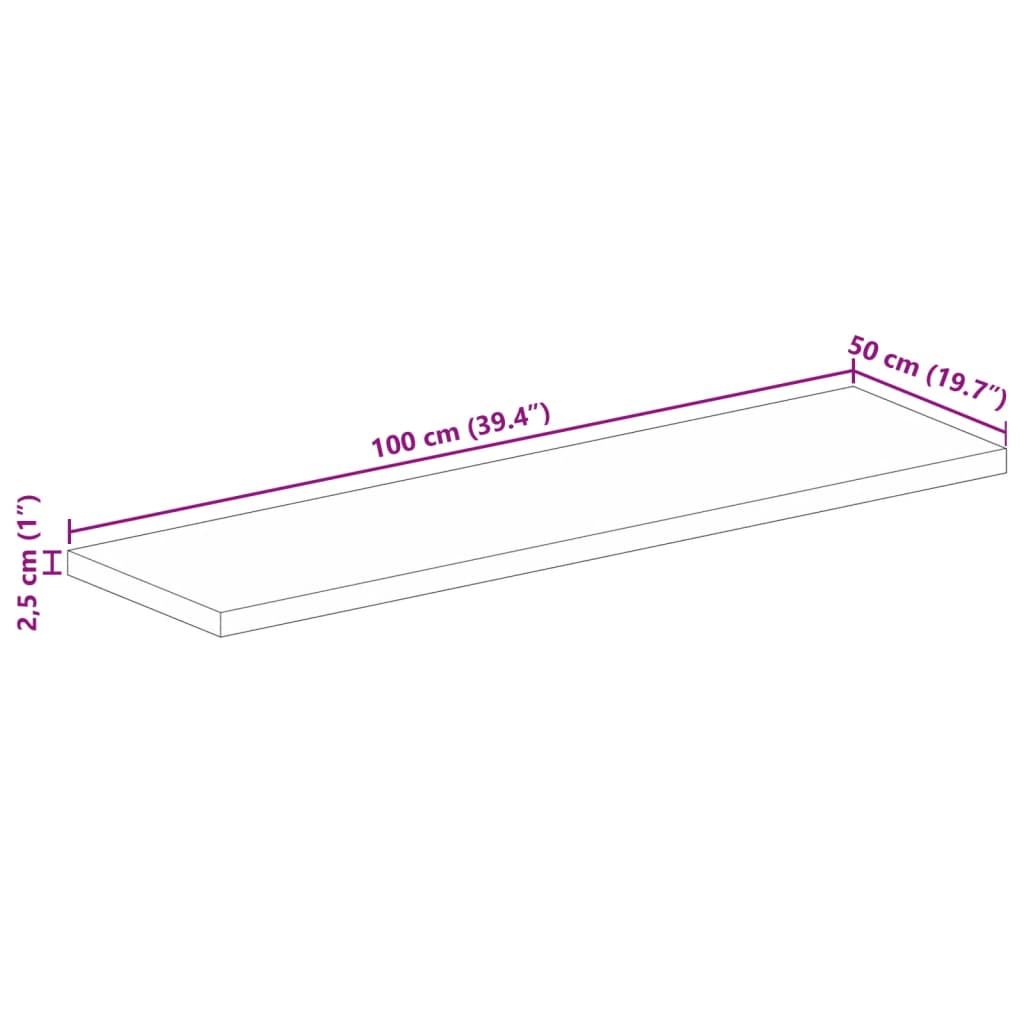 Bordsskiva 100x50x2,5 cm rektangulär massivt akacia