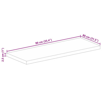 Bordsskiva massiv trä 90x80x2,5 cm rektangulär