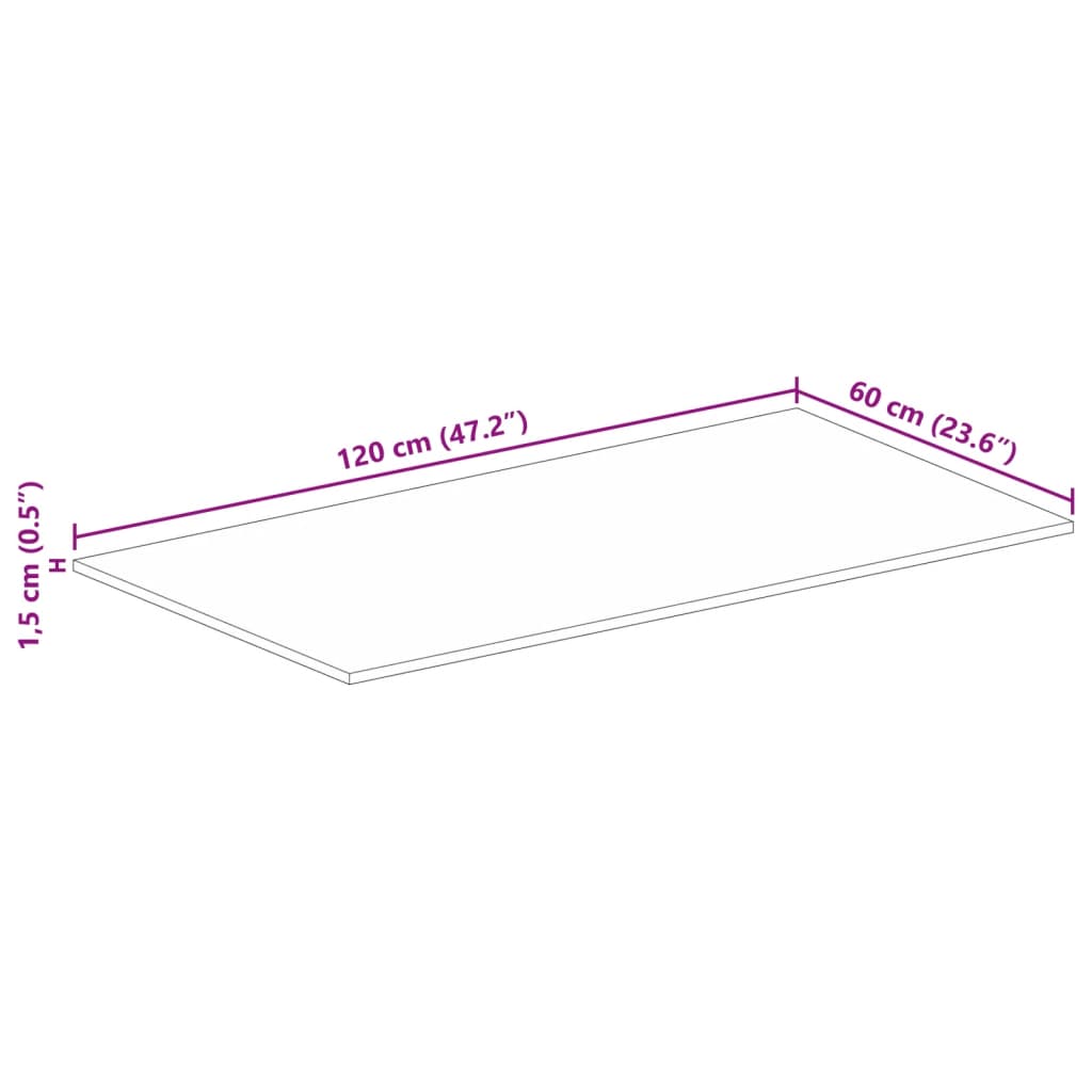 Pöytälevy 120x60x1,5 cm suorakaiteen muotoinen massiivi kierrätyspuuta