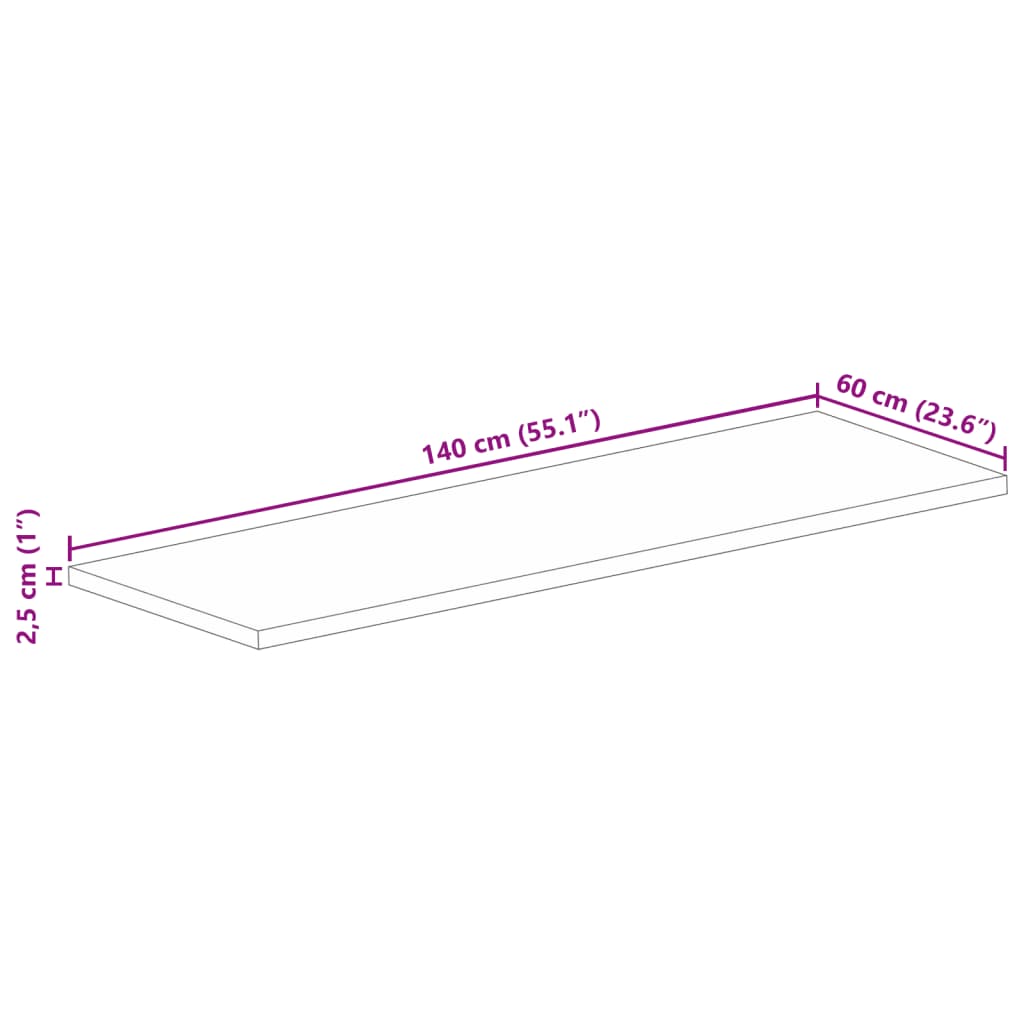 Bordsskiva massivt återvunnet trä 140x60x2,5 cm rektangulär