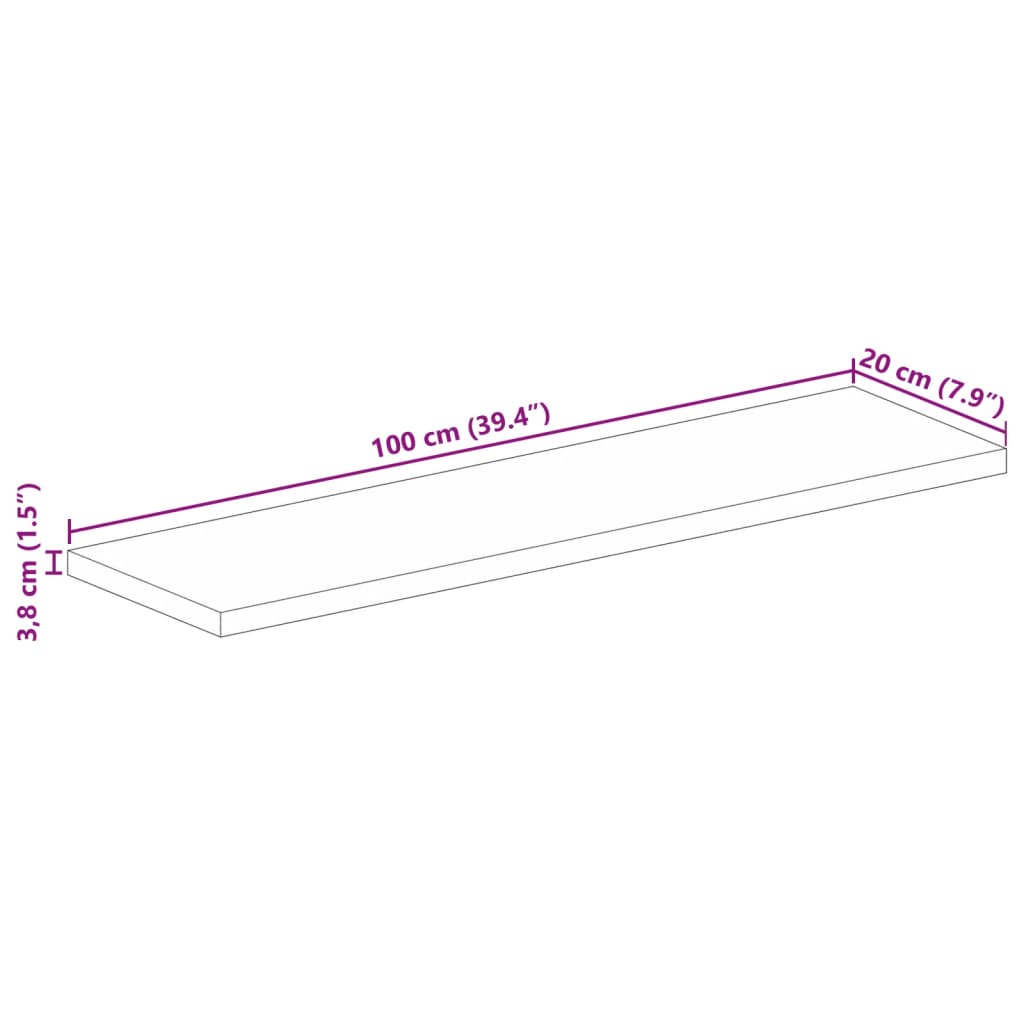 Bordsskiva 100x20x3,8 cm rektangulär massivt återvunnet trä