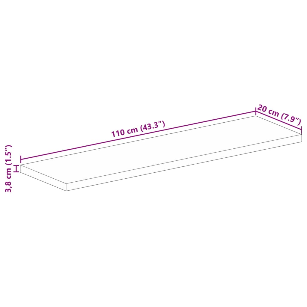 Bordsskiva 110x20x3,8 cm rektangulär massivt återvunnet trä