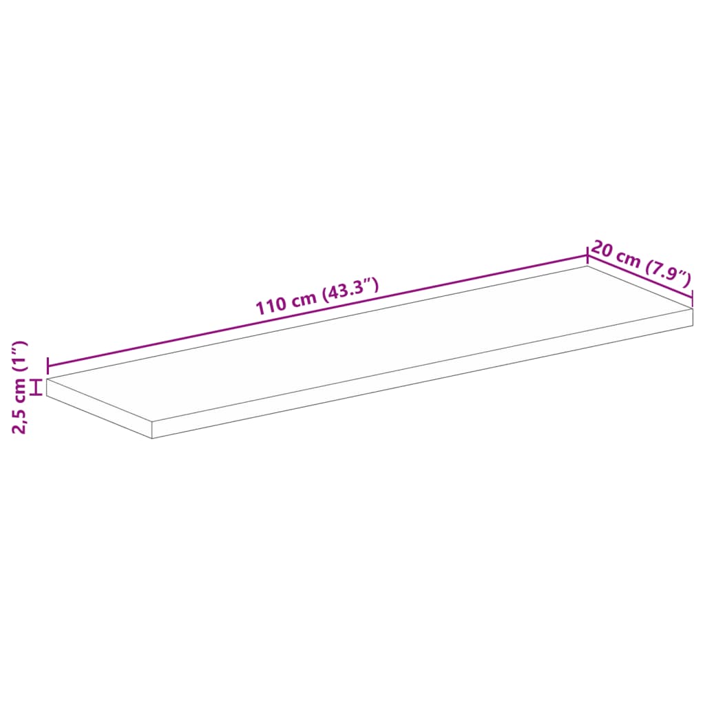 Bordsskiva 110x20x2,5 cm rektangulär massivt återvunnet trä