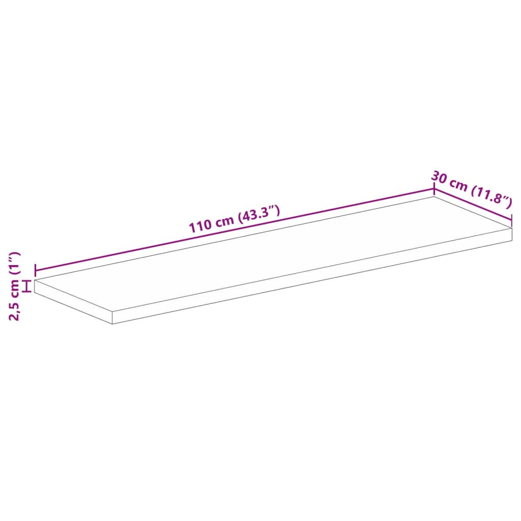 Bordsskiva 110x30x2,5 cm rektangulär massivt återvunnet trä