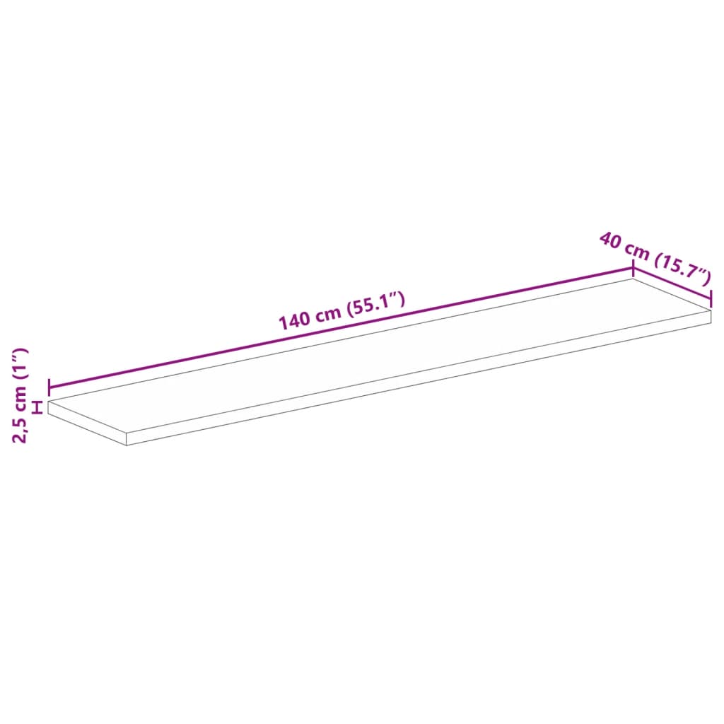 Bordsskiva massivt mangoträ 140x40x2,5 cm rektangulär