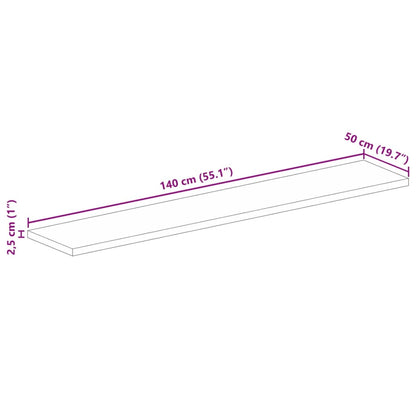 Pöytälevy 140x50x2,5 cm suorakaiteen muotoinen massiivi karkeaa mangopuuta