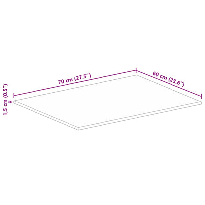 Pöytälevy 70x60x1,5 cm suorakaiteen muotoinen massiivi karkeaa mangopuuta