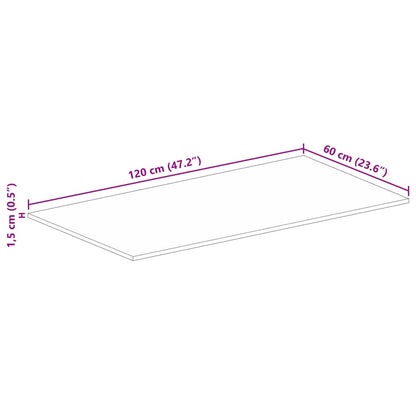 Pöytälevy 120x60x1,5 cm suorakaiteen muotoinen massiivi karkeaa mangopuuta