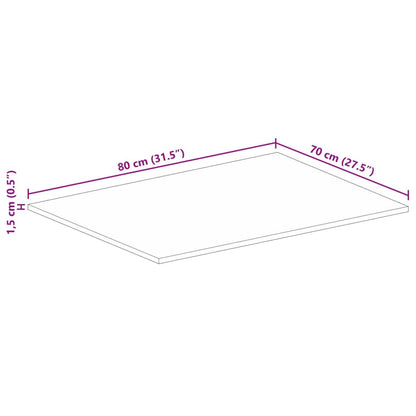 Pöytälevy 80x70x1,5 cm suorakaiteen muotoinen massiivi karkeaa mangopuuta