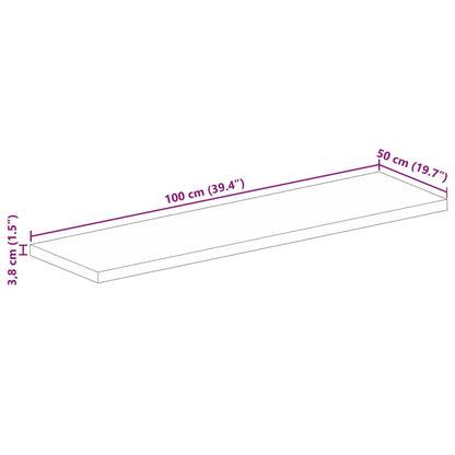 Pöytälevy 100x50x3,8 cm suorakaiteen muotoinen massiivi karkeaa mangopuuta