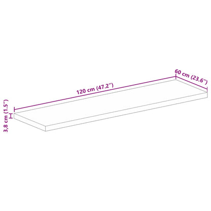 Bordsskiva 120x60x3,8 cm rektangulär massivt grovt mangoträ