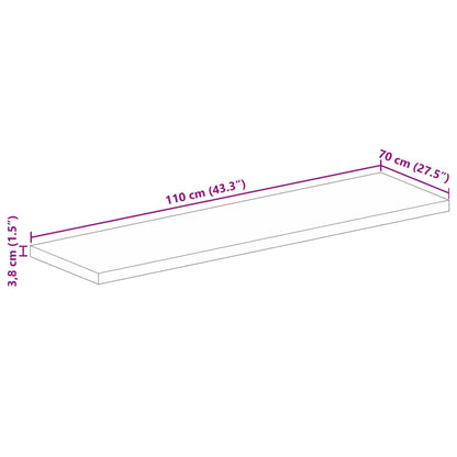 Bordsskiva 110x70x3,8 cm rektangulär massivt grovt mangoträ