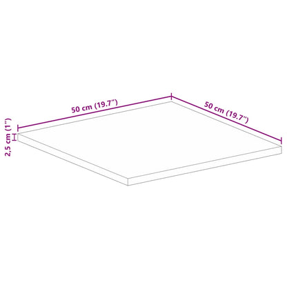 Bordsskiva massiv mangoträ 50x50x2,5 cm fyrkantig