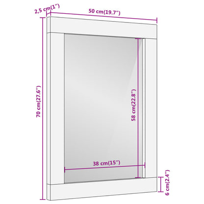 Kylpyhuoneen peili 50x70x2,5 cm massiivi mangopuuta ja lasia