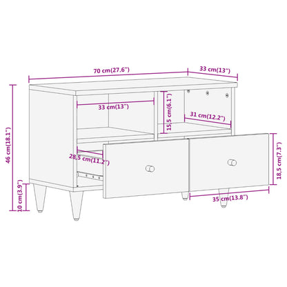 TV-möbel massiv trä mangoträ TV-bänk 70x33x46 cm