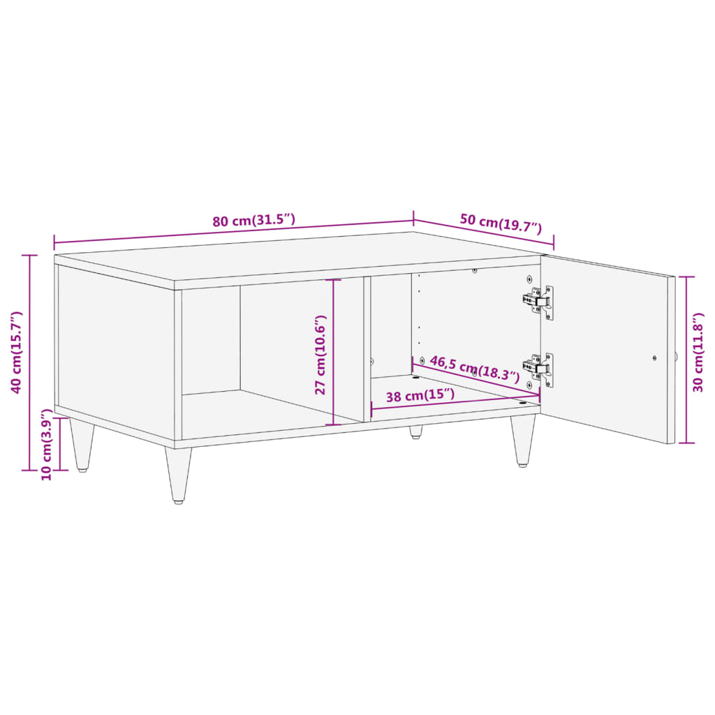 Soffbord massiv mangoträ 80x50x40 cm