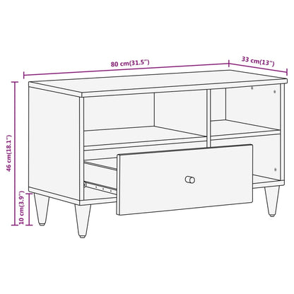 TV-möbel massiv trä mangoträ TV-bänk 80x33x46 cm