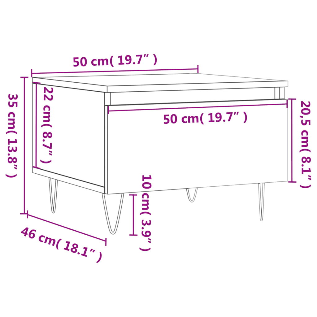 Soffbord vit 50x46x35 cm