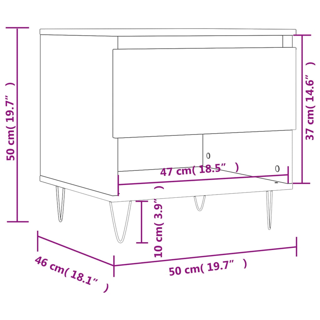 Soffbord sonoma ek 50x46x50 cm