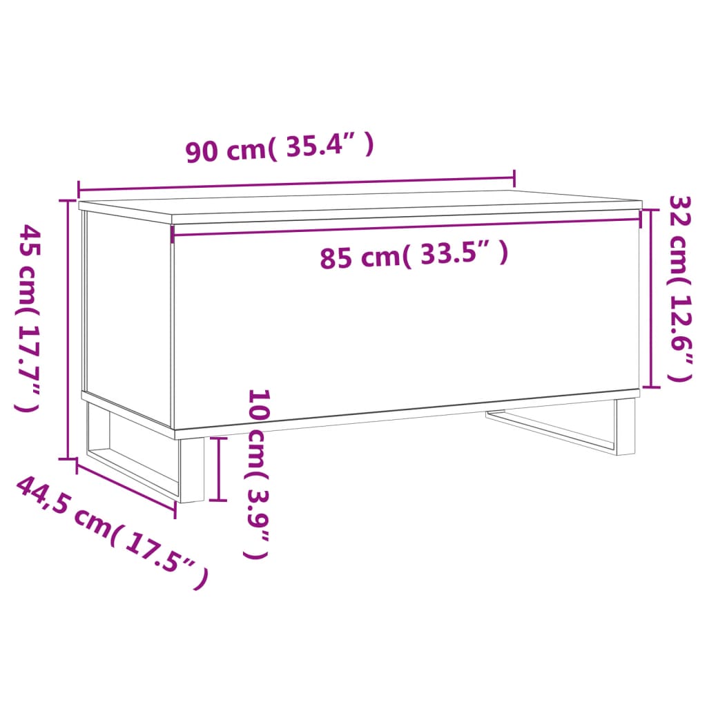 Sohvapöytä sonoma harmaa 90x44,5x45 cm