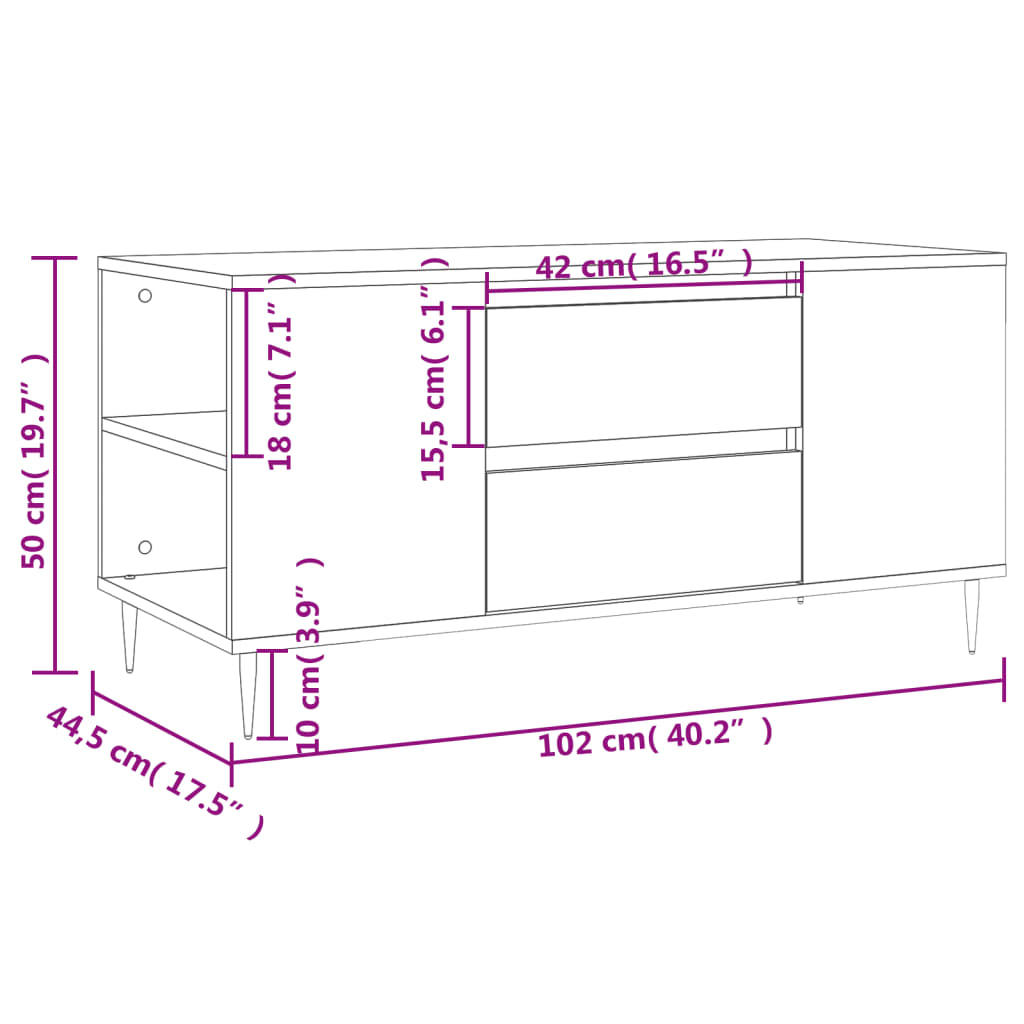 Soffbord rökfärgad ek 102x44,5x50 cm