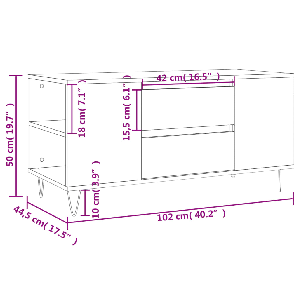 Soffbord vit 102x44,5x50 cm