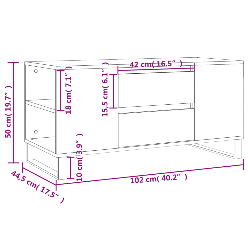 Soffbord vit 102x44,5x50 cm