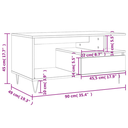 Sohvapöytä betonin harmaa 90x49x45 cm