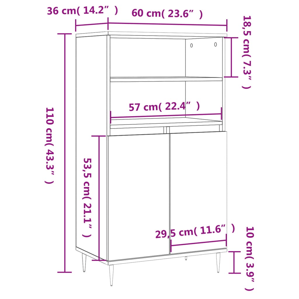 Skåp vit 60x36x110 cm