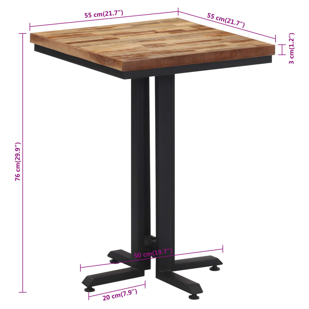 Ruokapöytä kierrätetty teak 55x55x76 cm