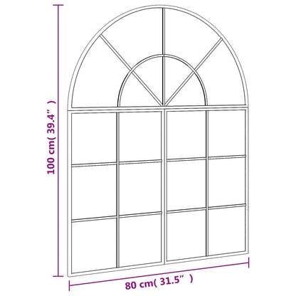 Väggspegel svart 80x100 cm bågformad järn