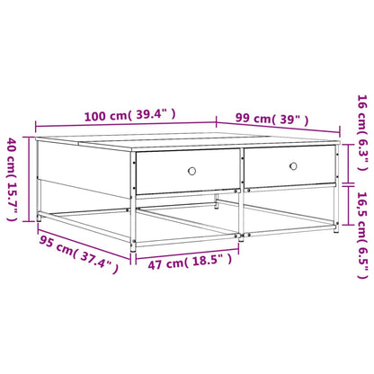 Soffbord rökfärgad ek 100x99x40 cm