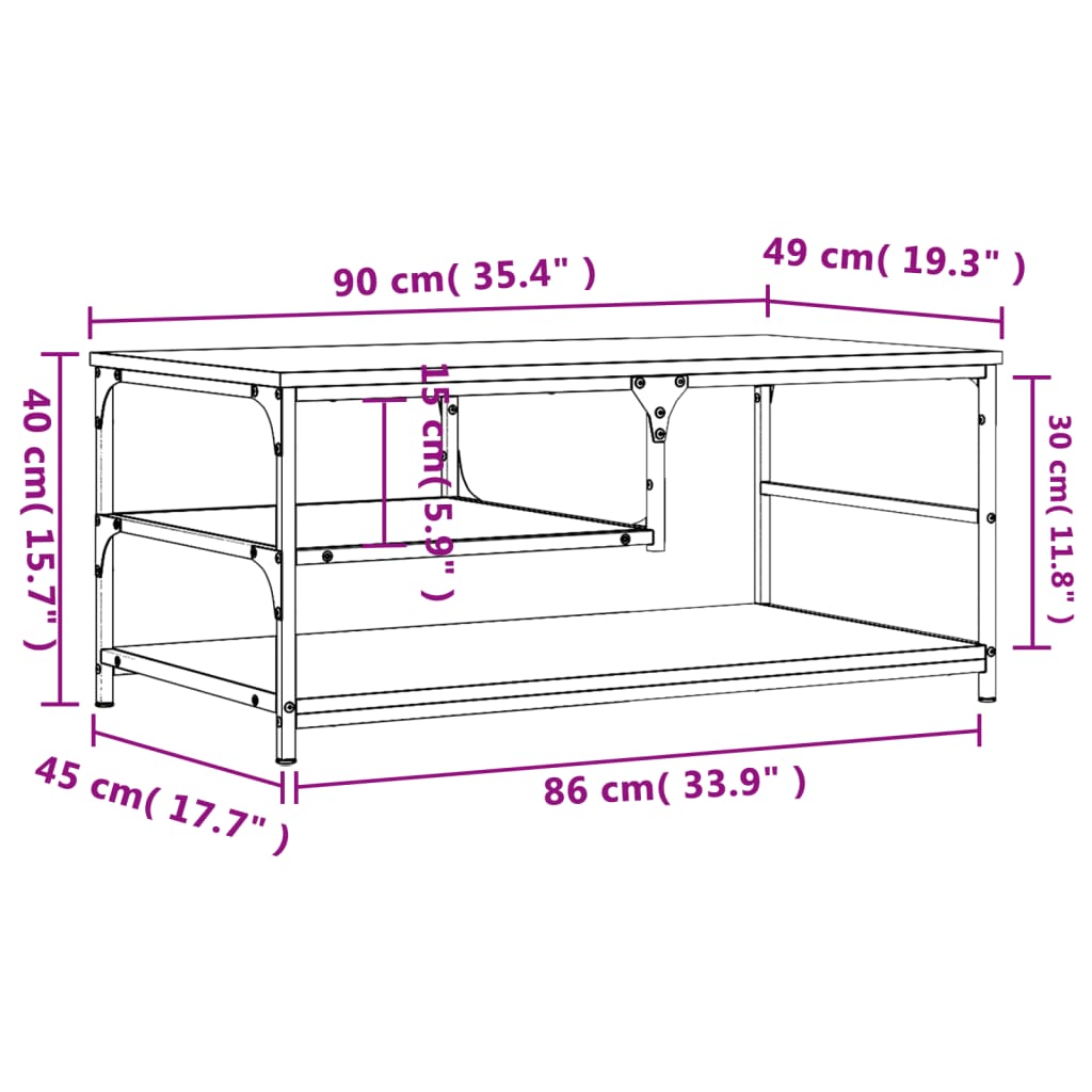 Soffbord svart 90x49x40 cm