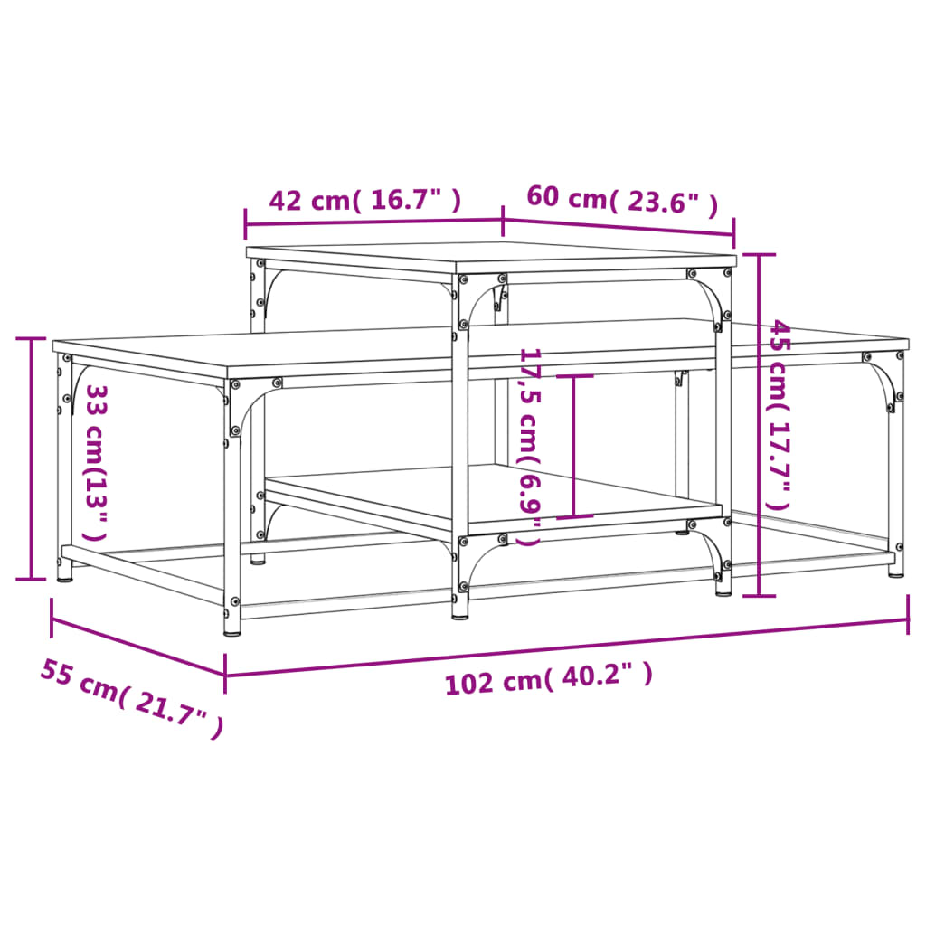 Soffbord sonoma ek 102x60x45 cm