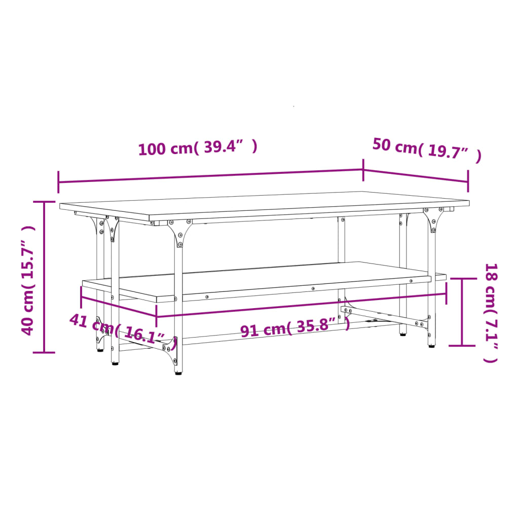 Soffbord svart 100x50x40 cm