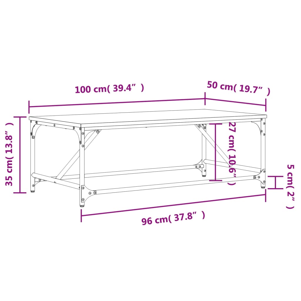 Soffbord svart 100x50x35 cm