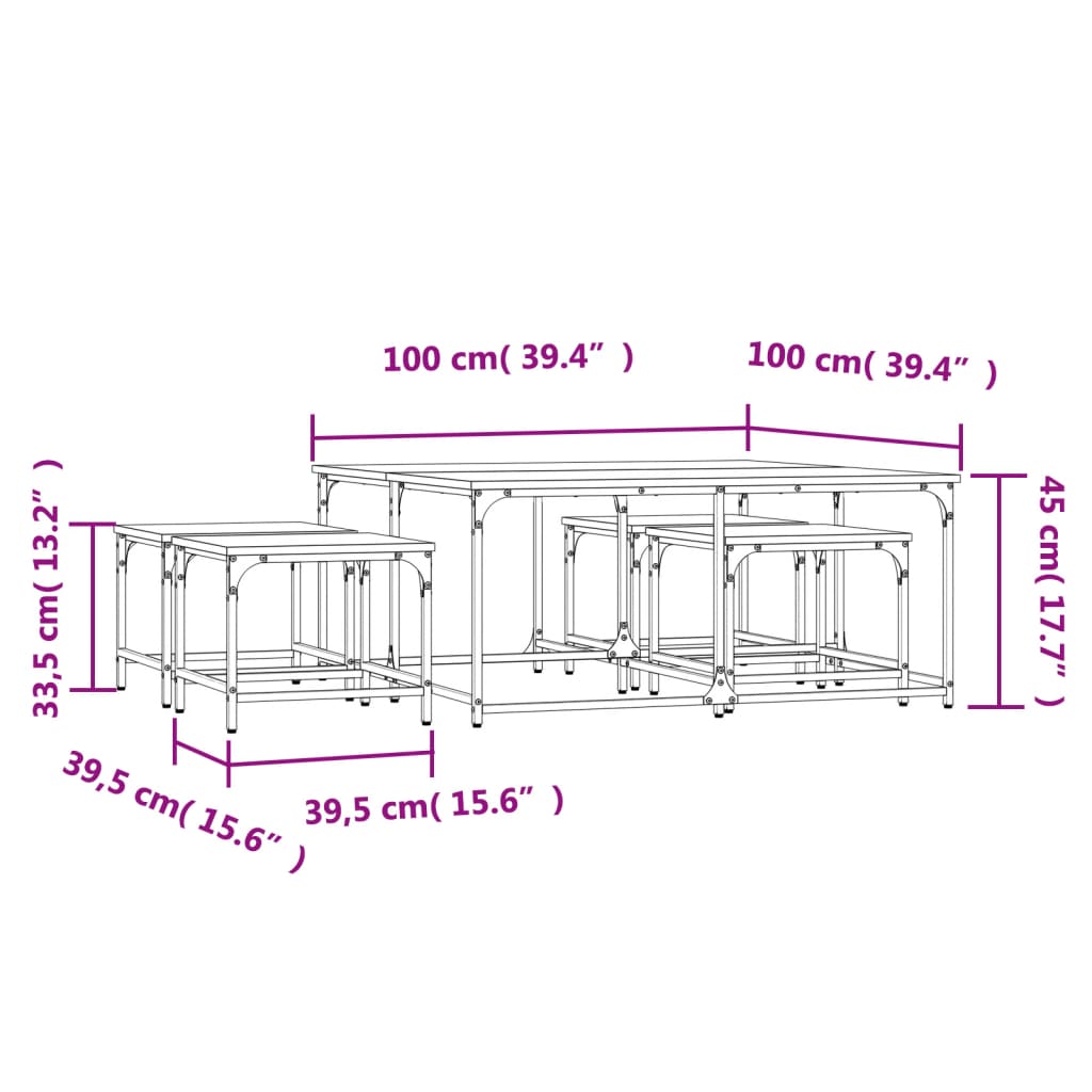 Soffbord brun ek Satsbord 5 st