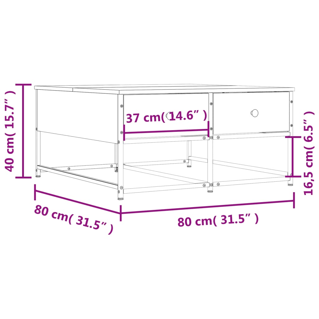 Soffbord sonoma ek 80x80x40 cm