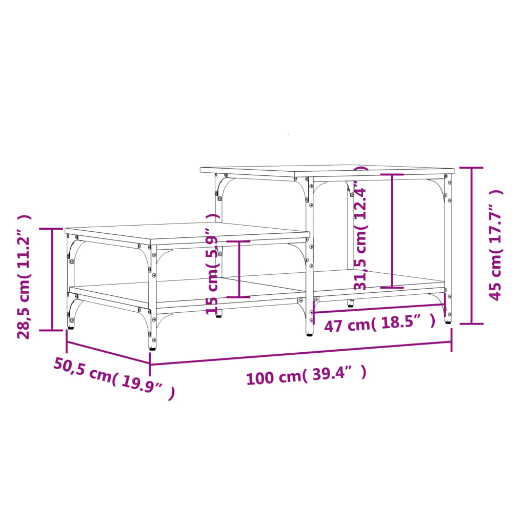 Soffbord brun ek 100x50,5x45 cm